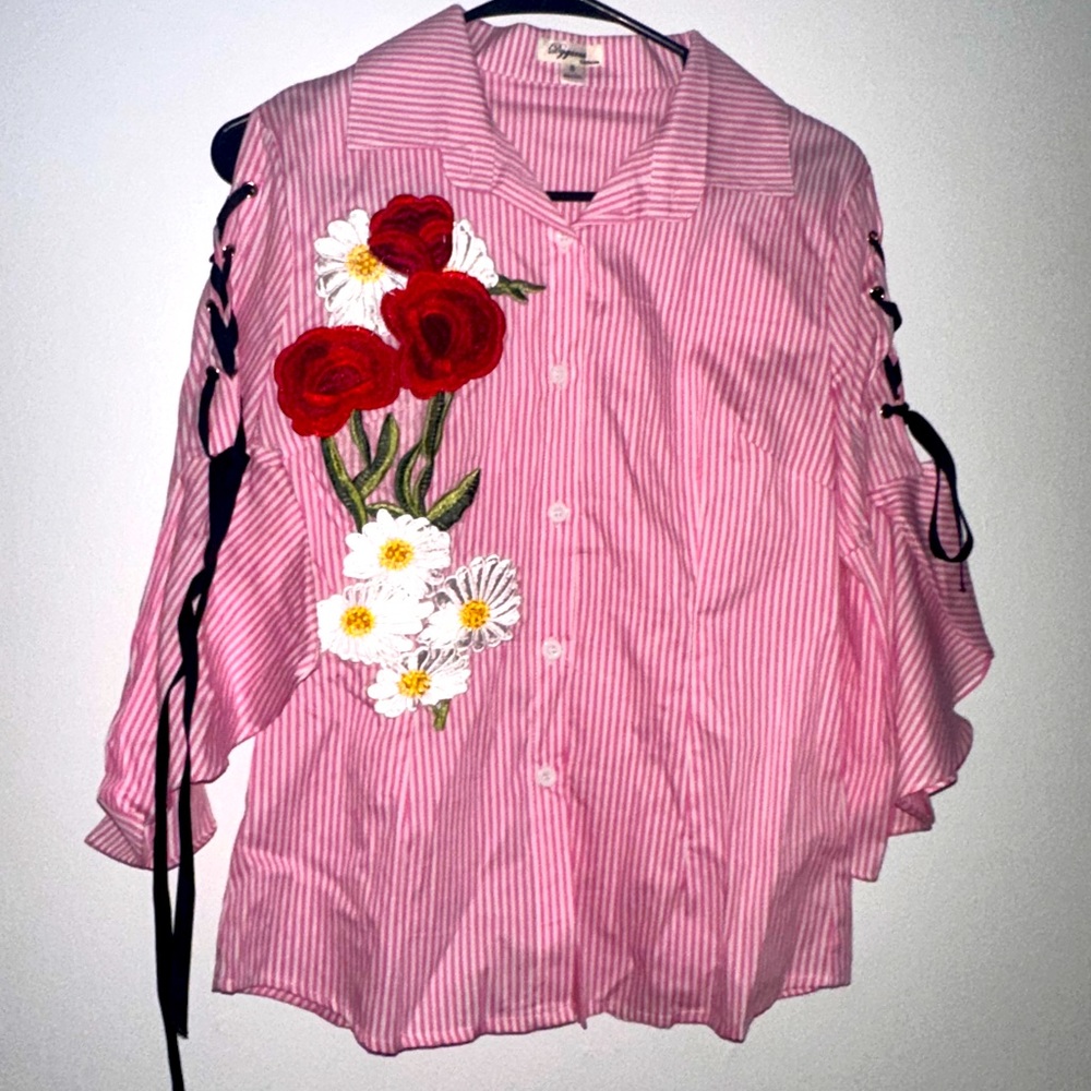 Striped Button-down Blouse